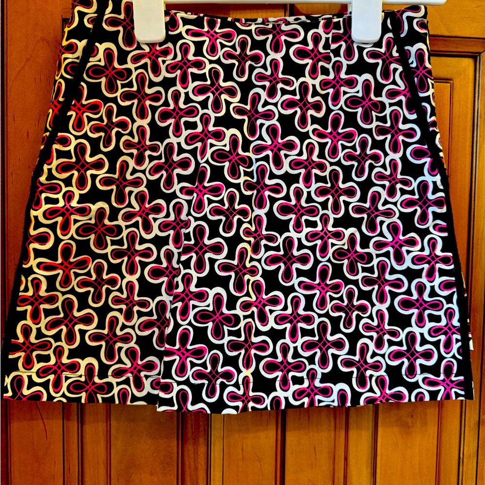 Mini Skirt in Black and Pink Floral Geo Print